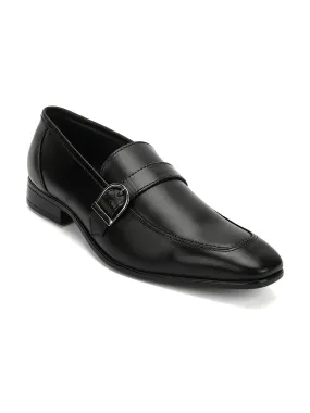 Teakwood Men Black Genuine Leather Semiformal Slip-Ons