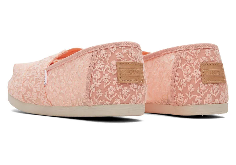 TOMS Womens Alpargata Floral Lace Espadrille - Peach Blush