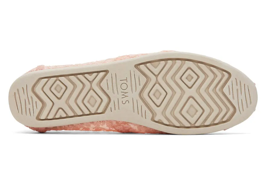 TOMS Womens Alpargata Floral Lace Espadrille - Peach Blush