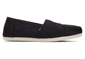 TOMS Womens Alpargata Geometric Lace Espadrille - Black