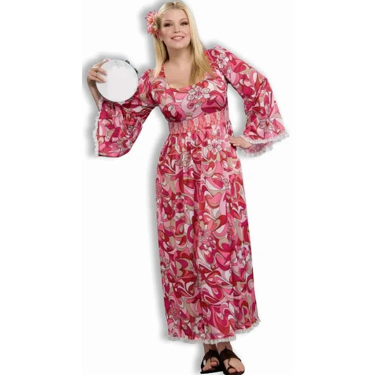 Women's Plus Size Hippie Costume - Pink