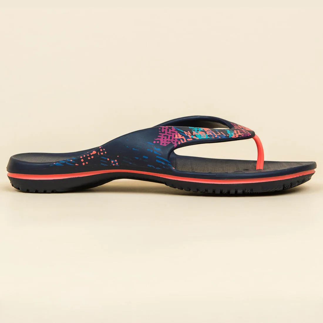 Women’s Poolside Flip-Flops Tonga 500 Tra Navy Coral