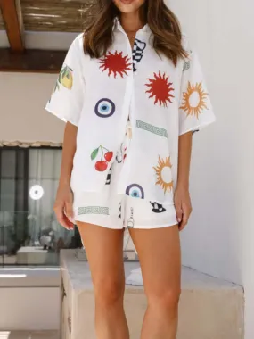 Women's Summer Outfit: Relaxed Fit Shirt & Shorts Set